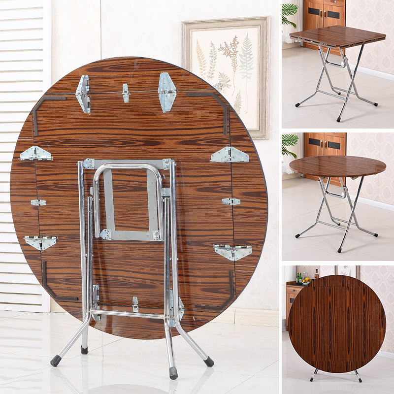 圆形简易折叠餐桌正方形桌实木饭桌大圆桌小户型家用折叠饭桌