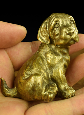 铜实心可爱仿真桌面小摆件文房镇纸生肖狗文玩礼品
