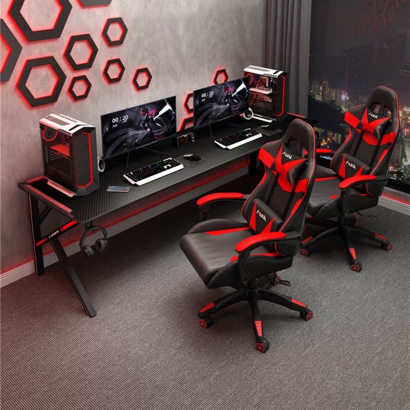 双人情侣电竞桌椅套装组合家用超大台式电脑桌碳纤维科技感桌,住宅家具,电脑桌,淘宝优惠券,粉丝福利购,淘宝优惠卷