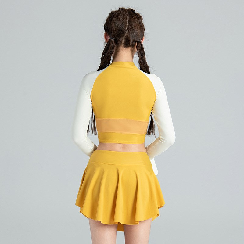 2024夏季新款长袖分体裙式套装冲浪服女东南亚日韩沙滩度假泳衣女