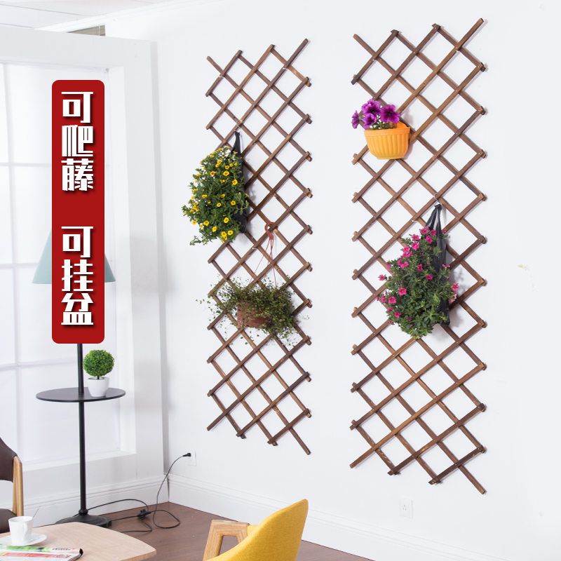 实木网格铁艺客厅挂墙花架壁挂墙上装饰阳台墙壁绿萝悬挂式花盆架