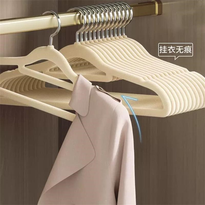 植绒衣架家用挂衣整理师专用衣柜毛衣衣架无痕防肩角收纳架子衣撑