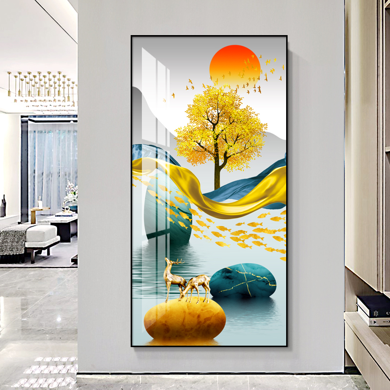 入户玄关装饰画2022走廊过道墙壁画现代简约玄幻晶瓷画挂画正对门图片