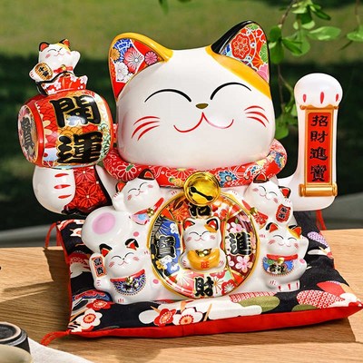 装饰礼品猫新款客厅摆件大号生意兴隆自动开业摇手招财家居前台发