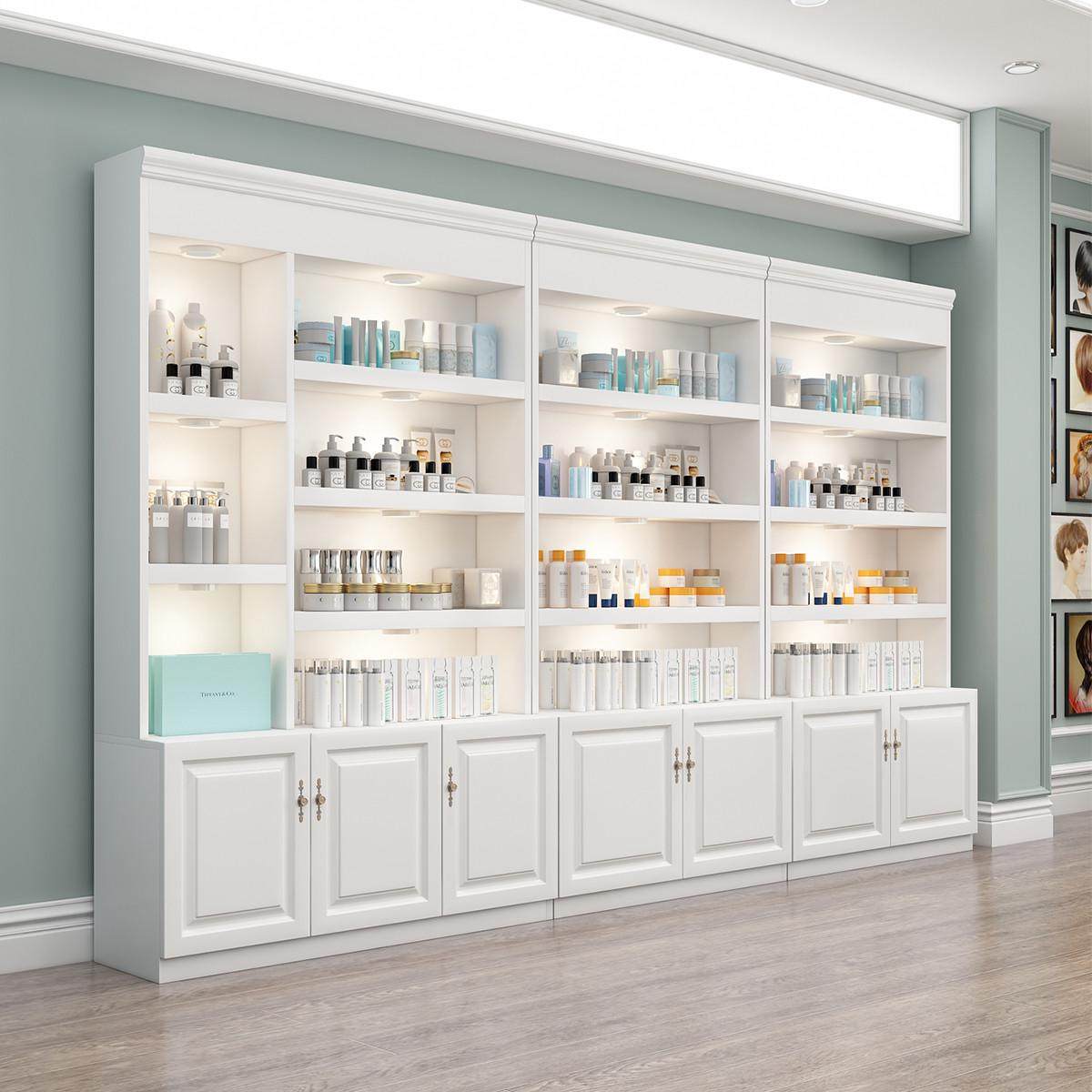 化妆品展示柜产品展柜美容院美甲柜子理发店货柜隔断柜陈列柜定制