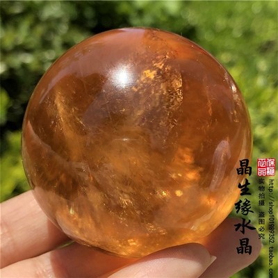 天然黄色方解石近圆球行冰洲石球矿物实物图多款可选