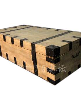 铁艺边古典衣箱实木箱子箱式茶几咖啡桌工业风老松木创意家具定制