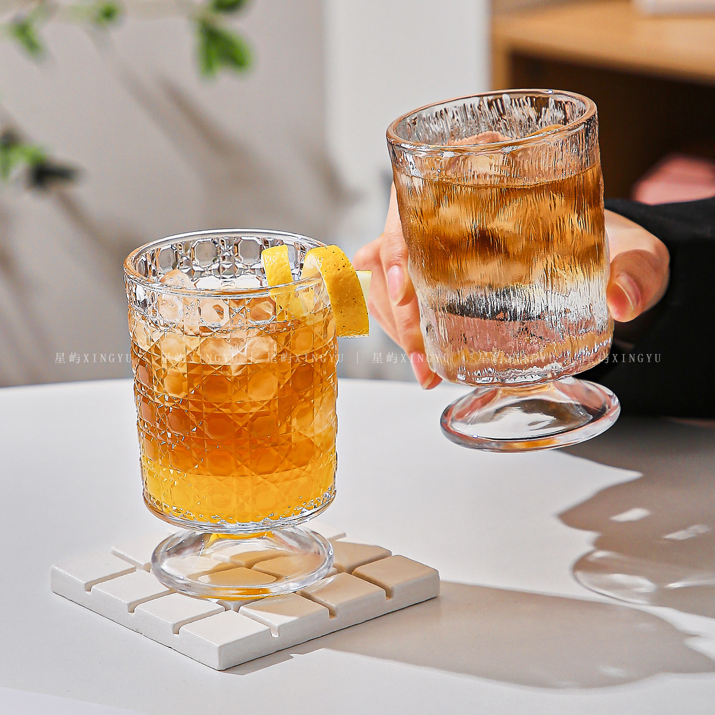 矮脚直身高颜值ins风玻璃杯家用