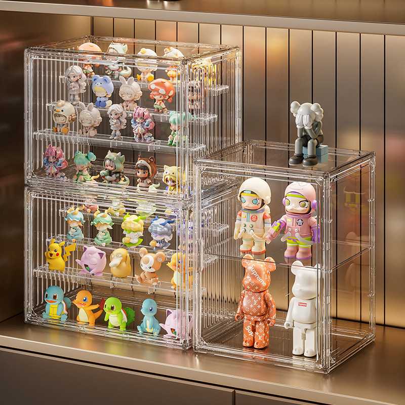盲盒收纳展示架透明磁吸防尘手办收纳盒子泡泡玛特玩偶公仔展示柜