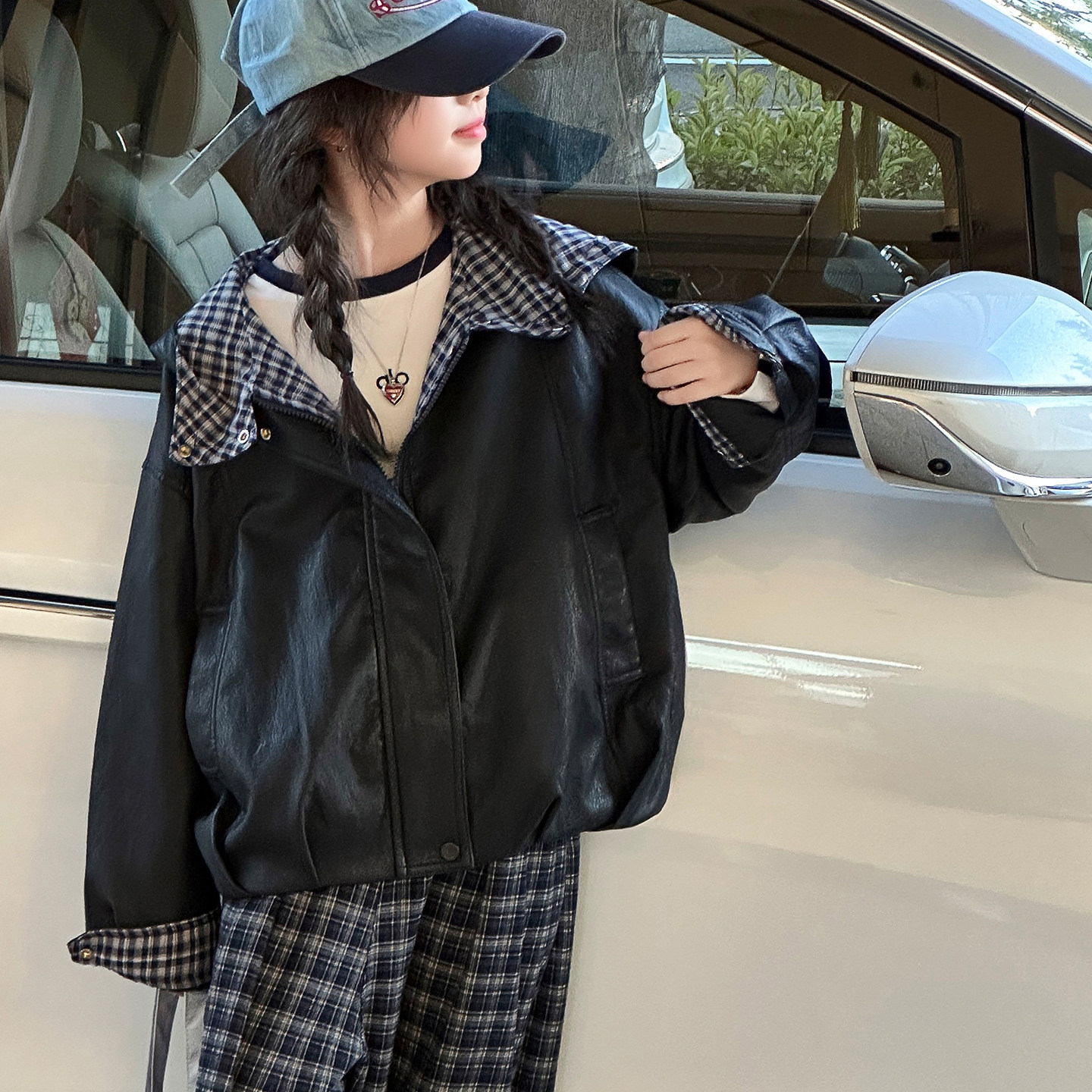 女童皮衣外套秋装2025新款pu皮