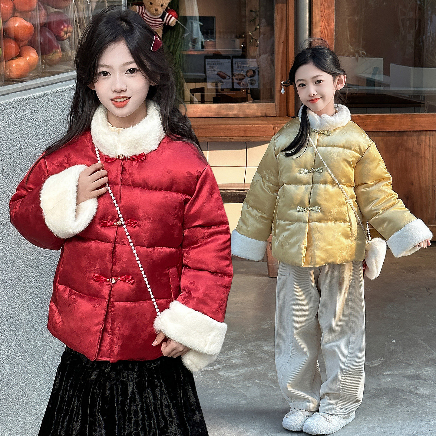 女童新中式盘扣棉服冬季2025新款儿童加厚国风棉袄保暖外套拜年服