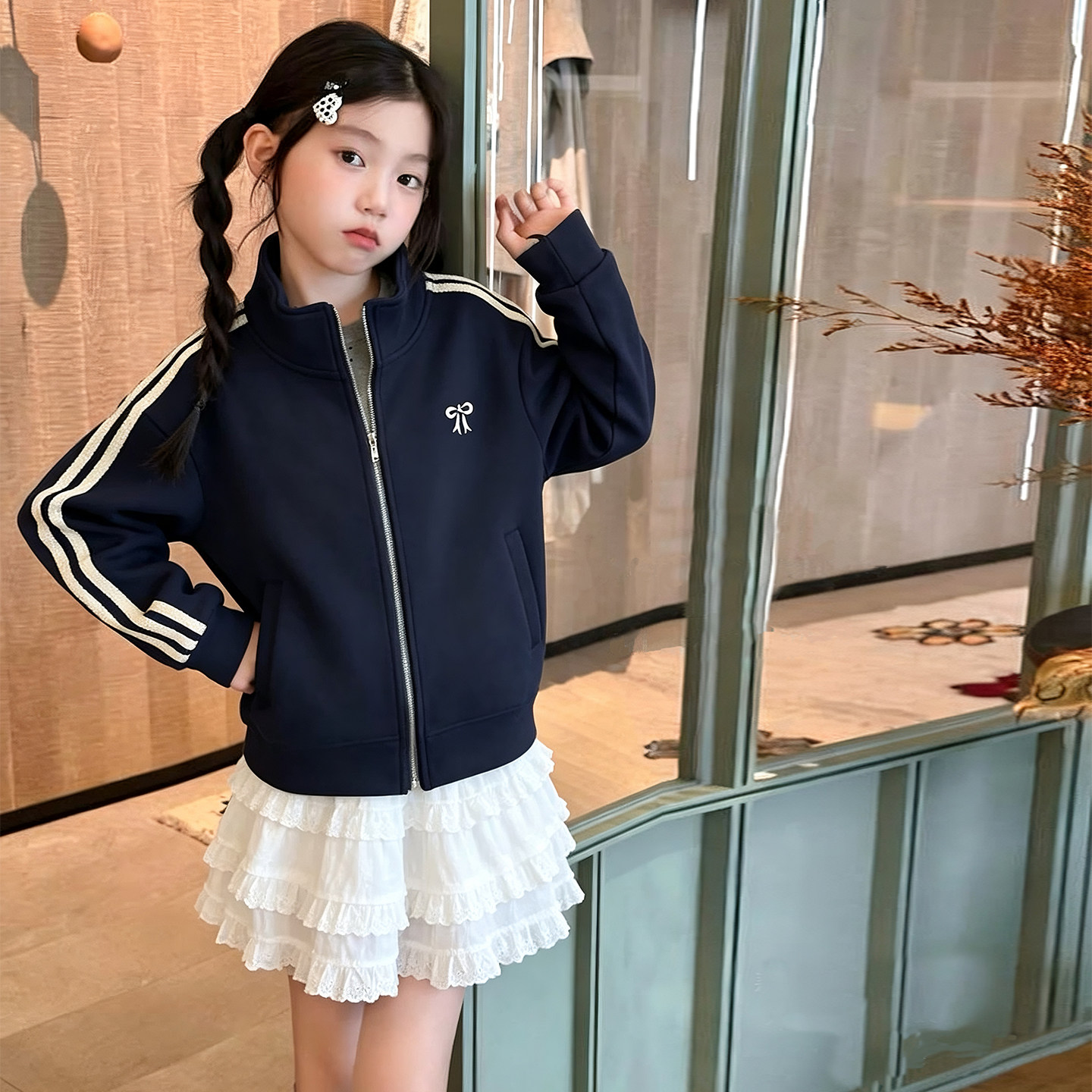 女童春秋棒球夹克2026新款韩版