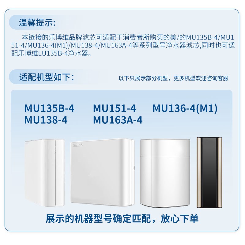 乐博维适配美的净水器超滤机滤芯MU135B-4/151-4/136-4(M1)136A-4