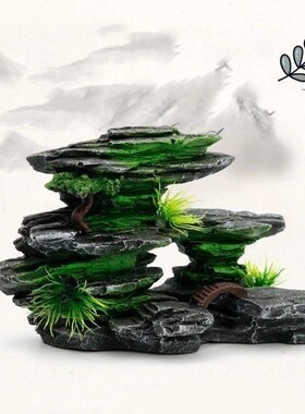 鱼缸造景石头假山天然树脂造景仿真石头用品龟鱼缸装饰水族箱