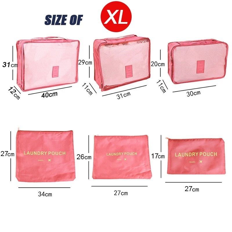 6-piece large size travel organizer portable suitcase organi