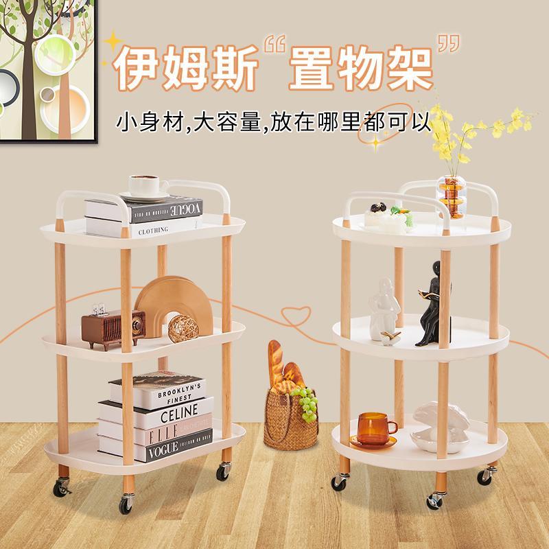 奶油风沙发边几简约现代床头侧边柜可移动茶几客厅小推车家用桌子