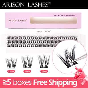 假睫毛一片式硬梗单簇假睫毛跨境lashes欧美DIY分段式丝带假睫毛