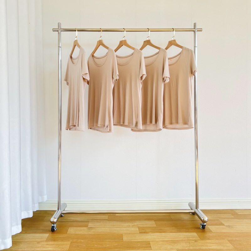 服装店展示架不锈钢落地直播陈列女装挂衣架单杆货架移动轮