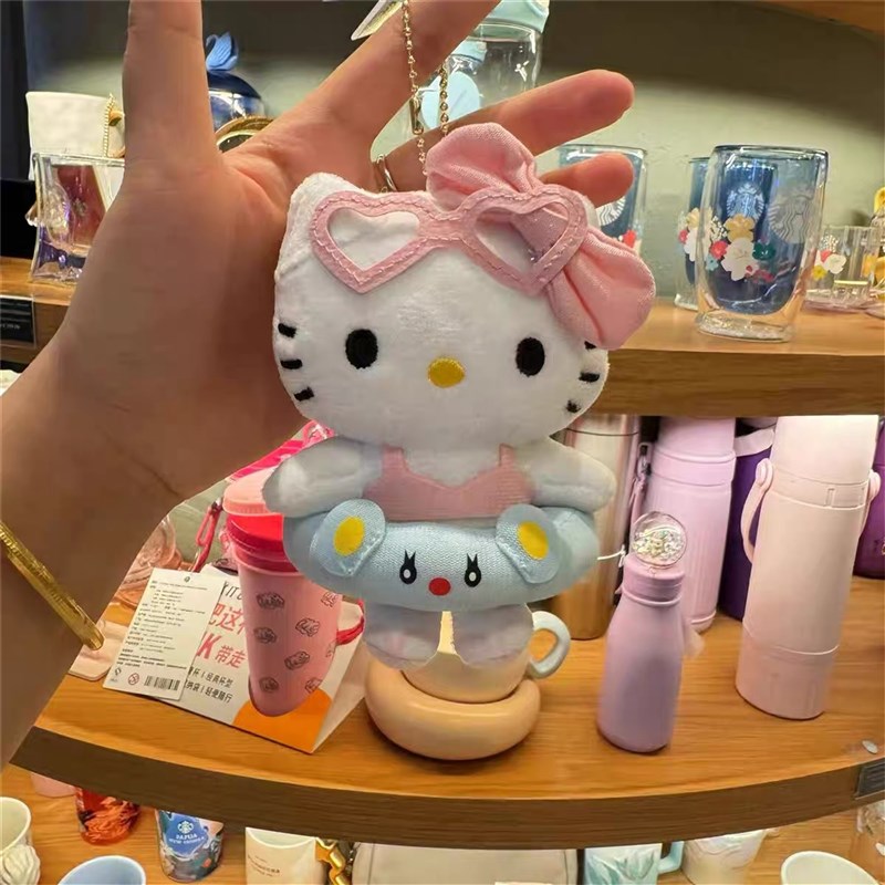 可爱比基尼泳圈小猫挂件女包包挂饰迷你玩偶公仔书包配饰钥匙扣