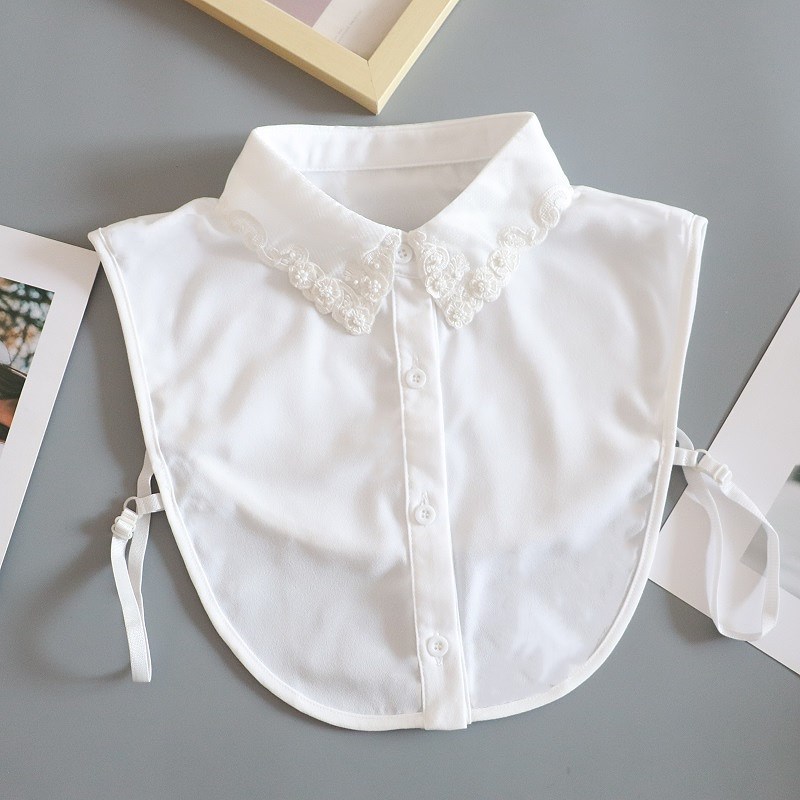 小雪之屋秋冬镂空钉珠雪纺假领子女百搭减龄内搭配毛衣衬衫假衣领