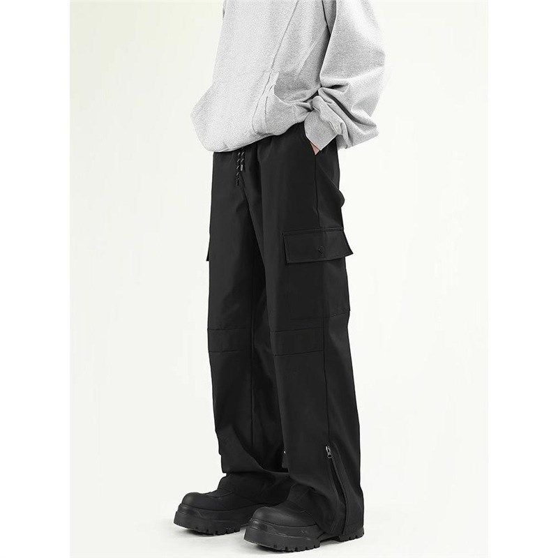 速发长裤防水软壳男冲锋休闲复古直J筒裤子工装裤美式拉链宽