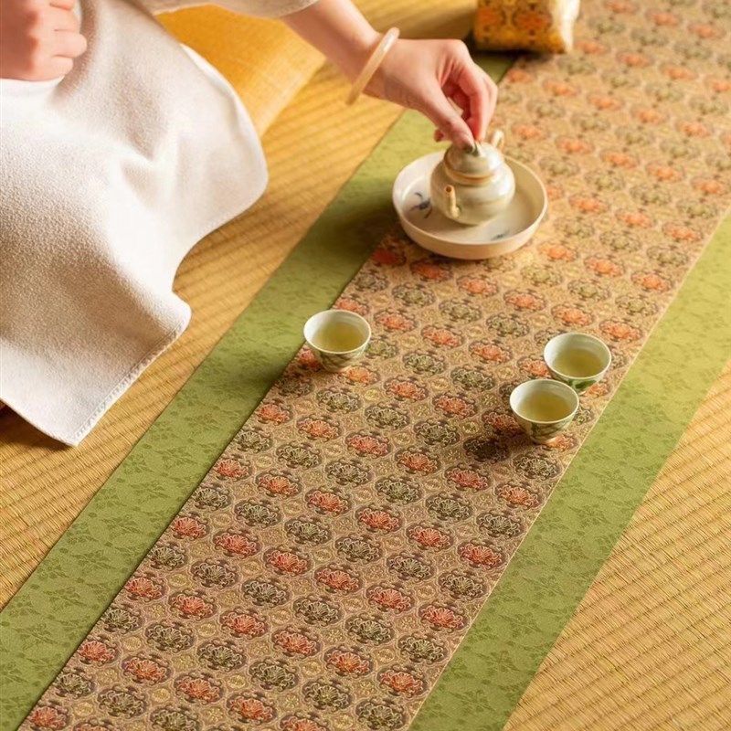 知舍金编莲纹茶席套组复古中式茶桌台布垫子双面布艺桌旗,居家布艺,桌旗,淘宝优惠券,粉丝福利购,淘宝优惠卷