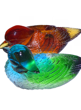 结婚礼物鸳鸯百年好合新婚庆礼品创意家居装璃品琉饰摆摆工艺件设