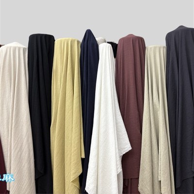 夏季时尚舒适亚麻雨露亚麻面料汉礼服套装透气面料