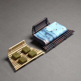 手工竹排竹制架糕点展示点心盘茶室茶桌创意复古毛巾托收纳茶托垫