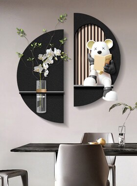 暴力熊餐厅装饰画无障碍豪华高端壁画现简约水培绿色植物餐厅背景