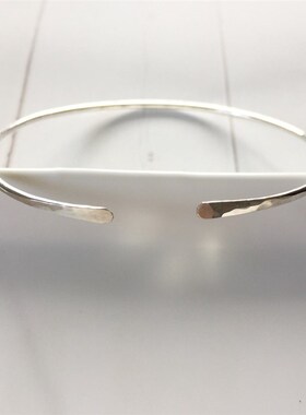 925银女开口手镯1.6mm圆光面实心手环素圈叠戴手工制作