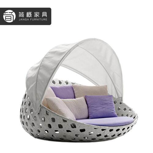 户外别墅鸟躺床藤编沙泳滩床防水笼防躺晒PE仿藤沙发户外23060712