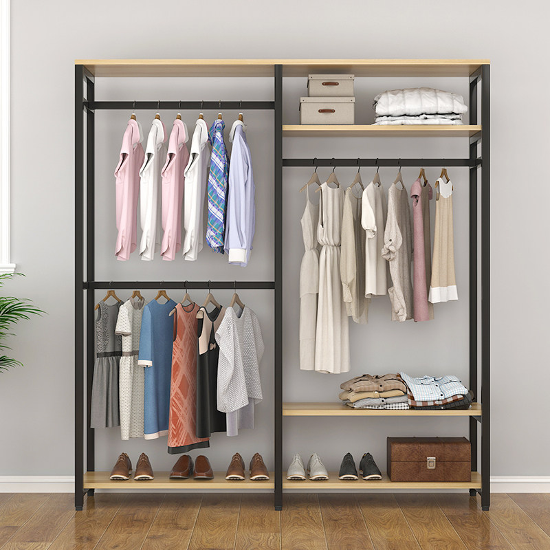 卧室挂衣架家用租房开放式衣柜简约双层落地衣帽间多功能,住宅家具,衣帽架,淘宝优惠券,粉丝福利购,淘宝优惠卷