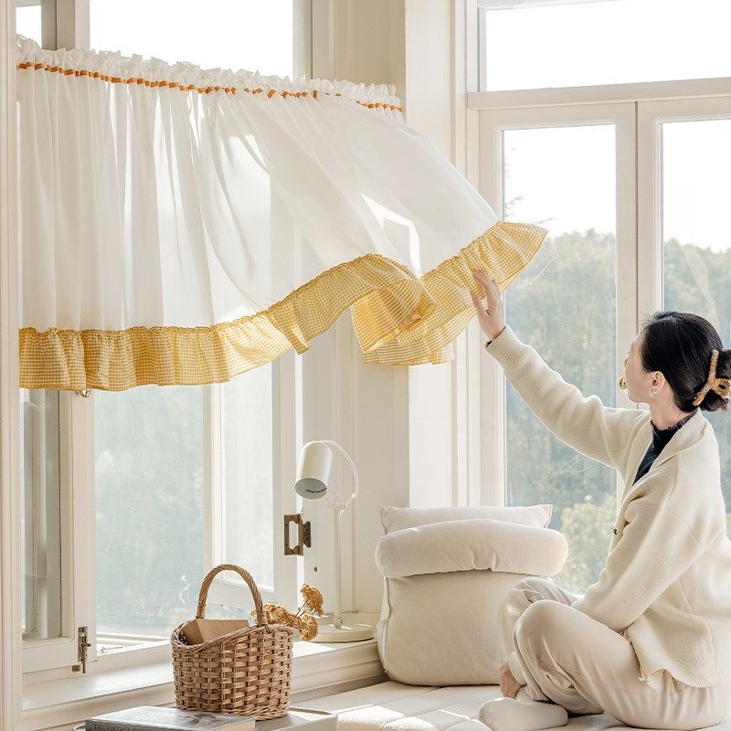 法式半帘短帘门帘半截帘遮挡穿杆帘咖啡厅帘复古田园厨房窗帘,居家布艺,门帘,淘宝优惠券,粉丝福利购,淘宝优惠卷