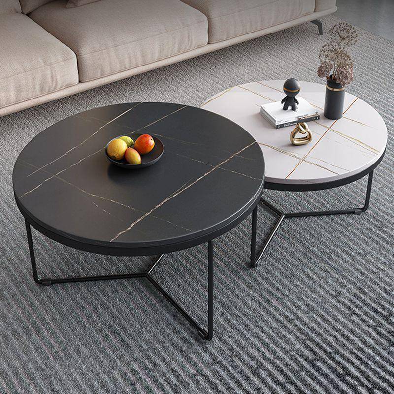 岩板茶几桌客厅家用大理石极简小户型子母茶桌圆形茶几轻奢现代