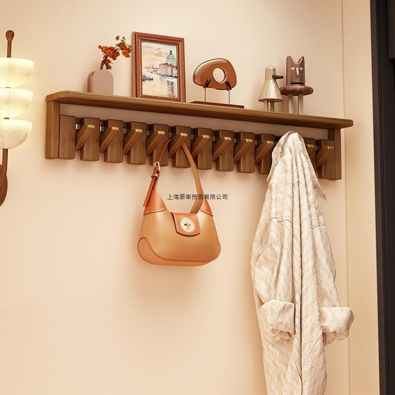 挂衣架入户门墙上壁挂带板打孔上墙卧室创意玄关实木钢琴键挂衣钩