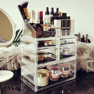 柯赛桌面品收纳盒架梳妆台少女整理抽屉式首饰置物