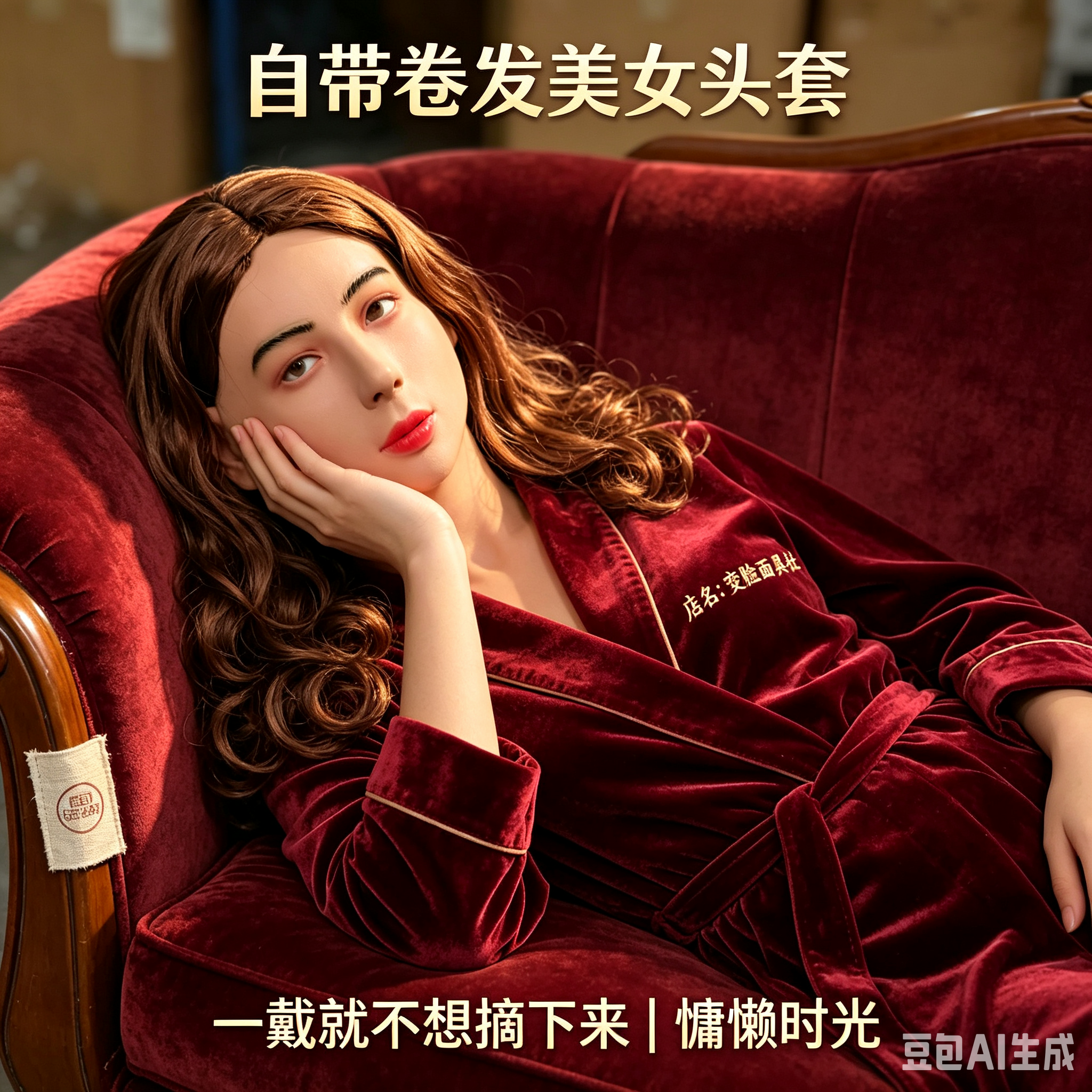仿真美女头套万圣节派对反串变装乳胶面具