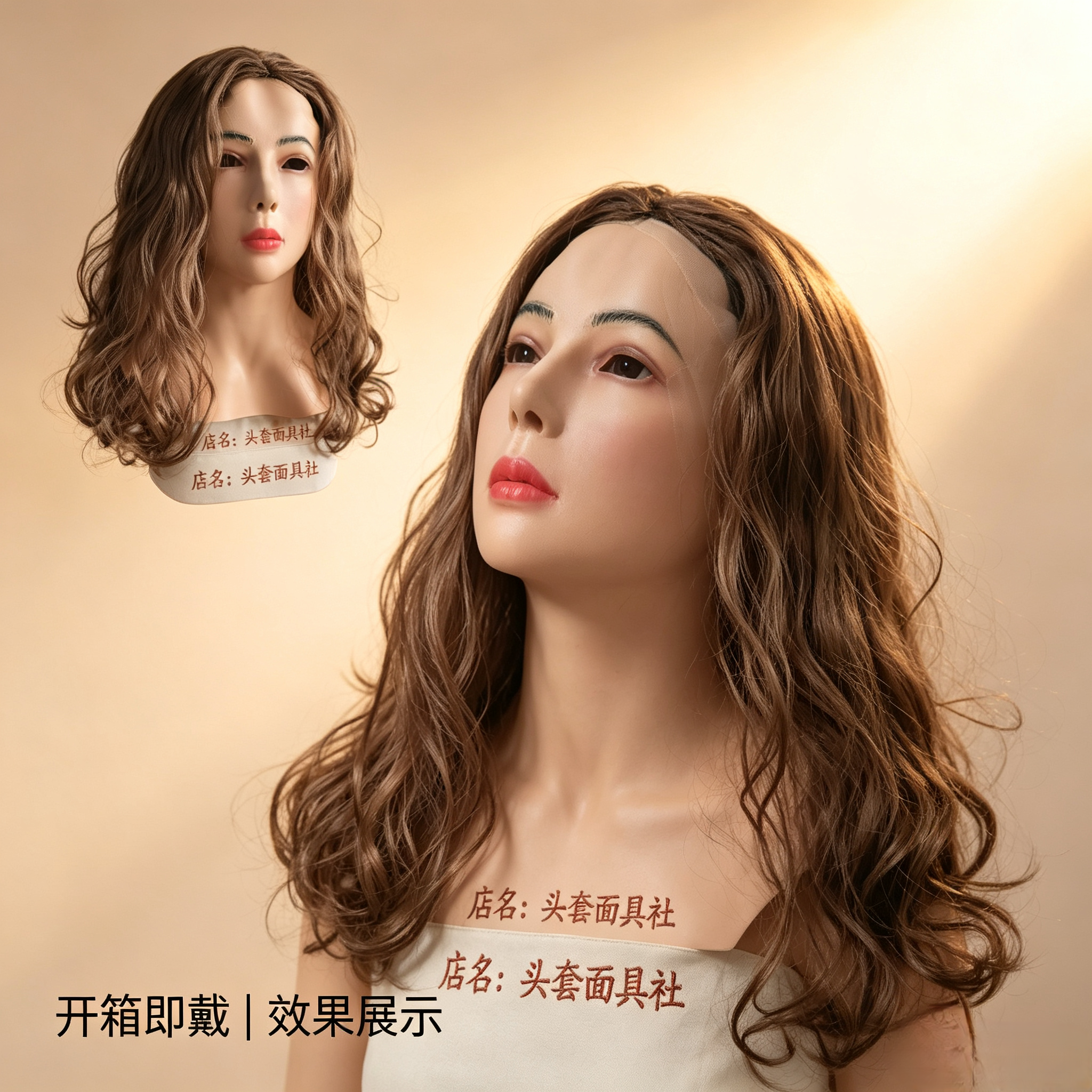 3D全脸仿真头套女可戴假发假人头套全包式变装面具直播网红爆款