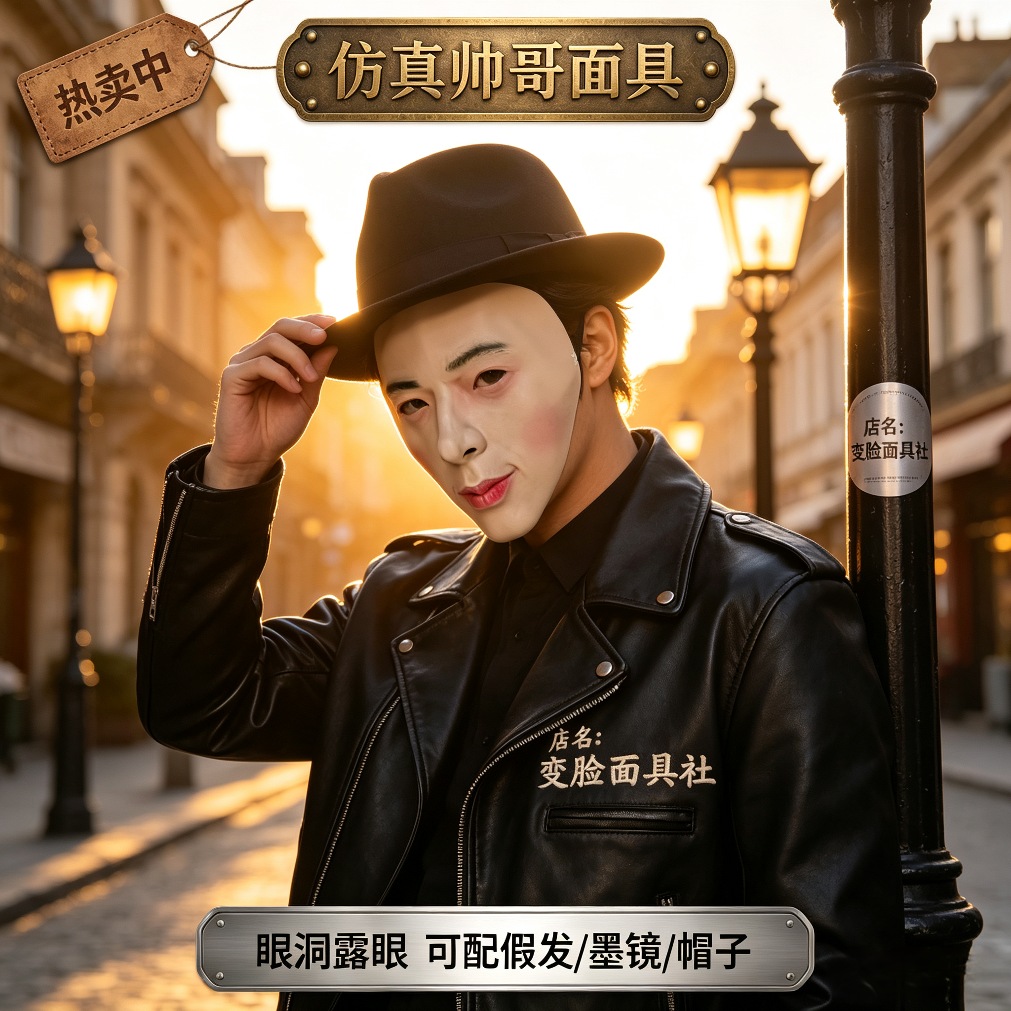 仿真帅哥面具耍帅遮瑕神器 隐藏身份拍照视频爆款cosplay立体3d