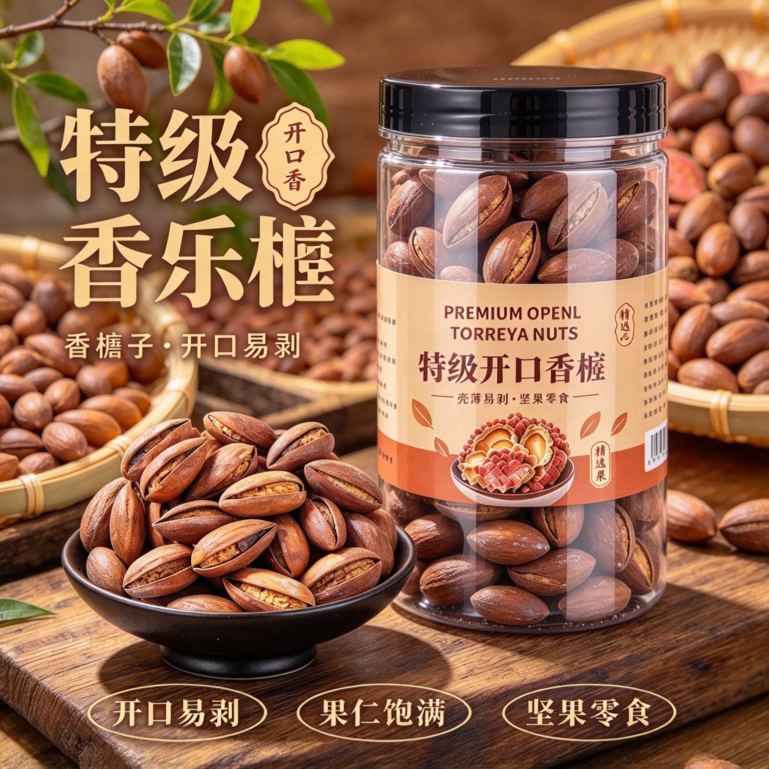 新货诸暨特产开口香榧500g