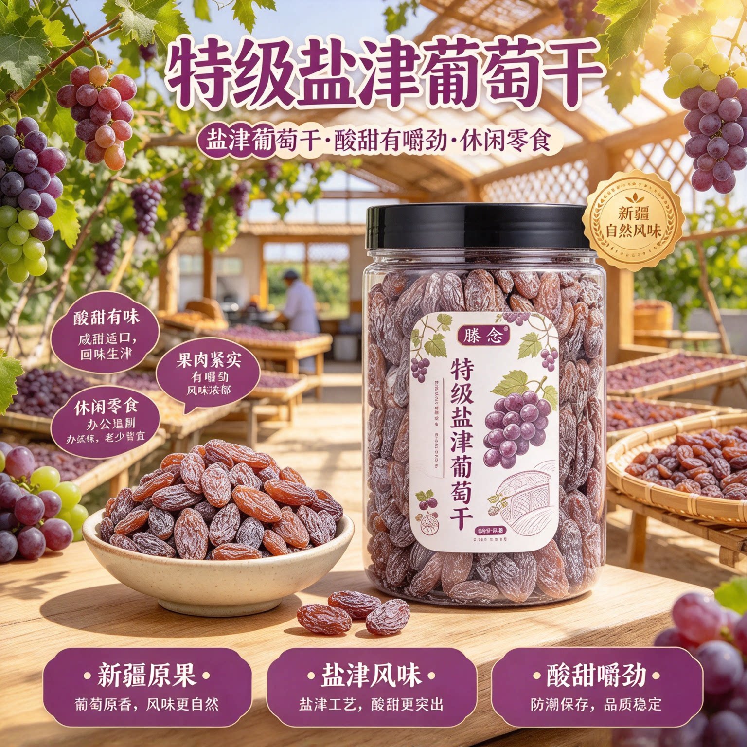 新疆盐津玫瑰红葡萄干大颗粒