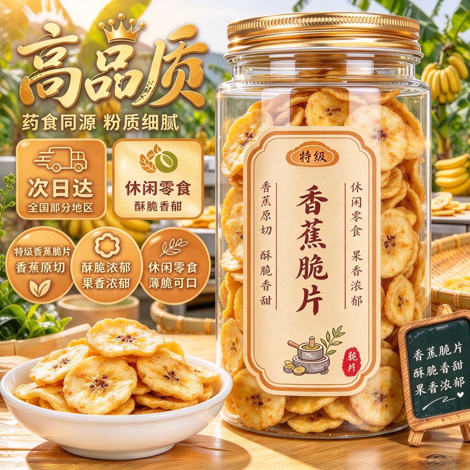 500g罐装脆香蕉片非菲律宾