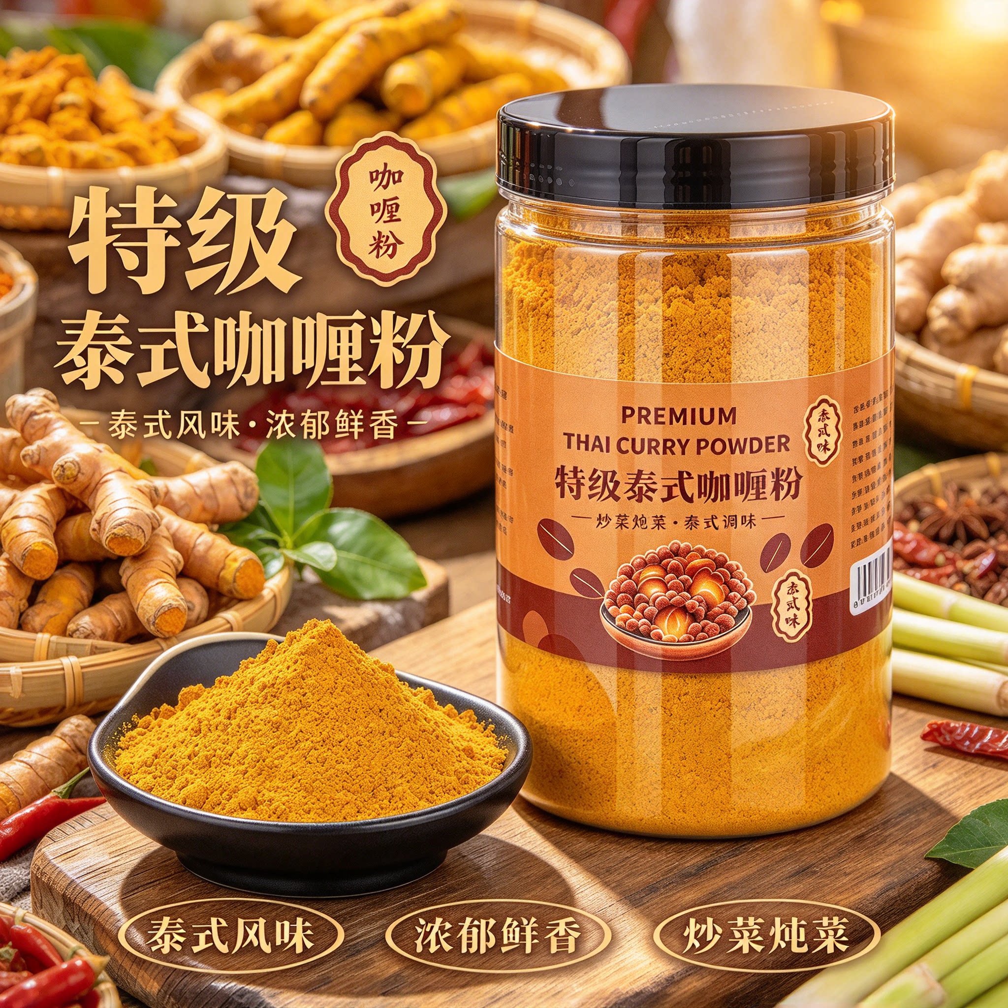 正宗泰式黄咖喱粉500g商用家用