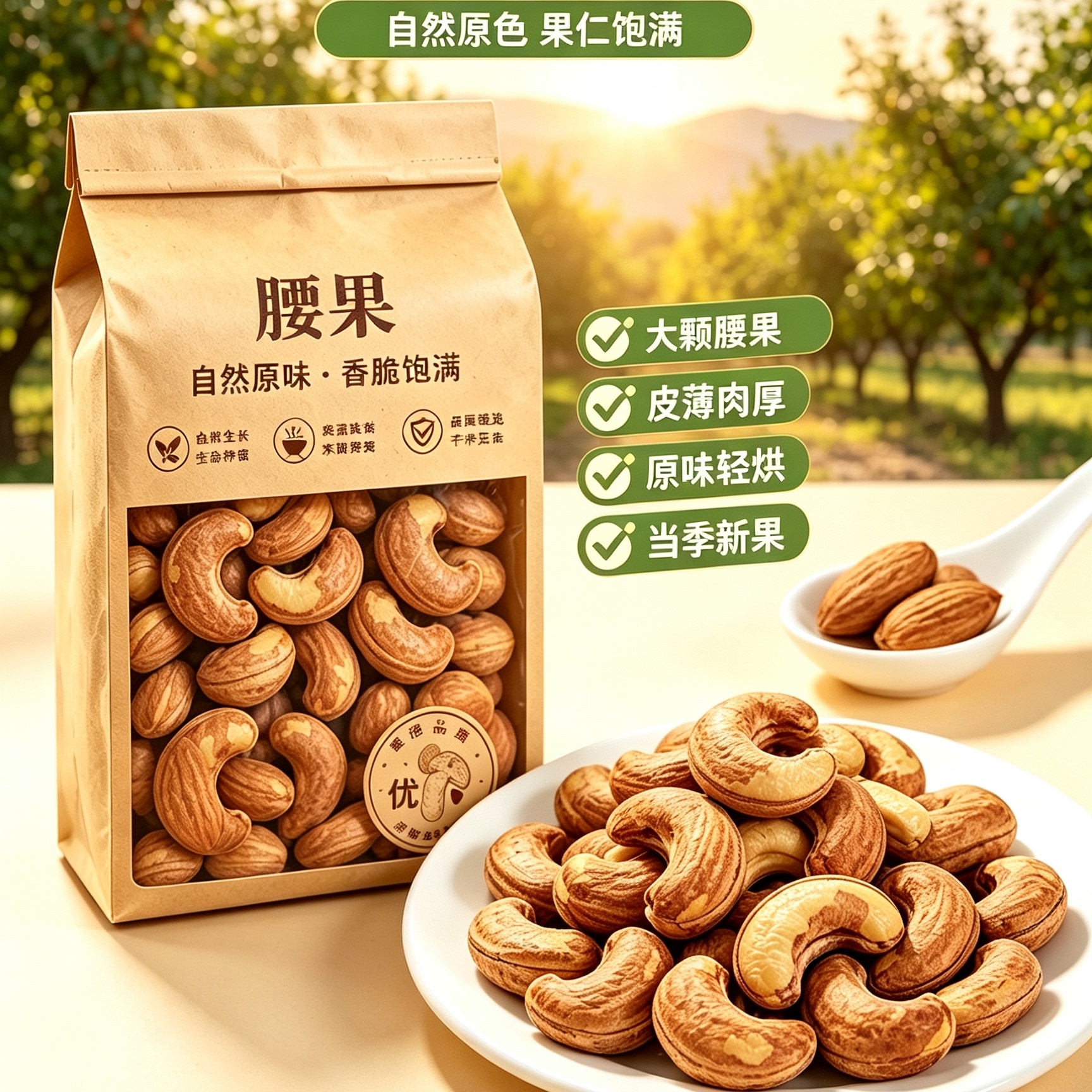 2026新货紫皮大腰果仁熟原味盐焗新货越南特产无添加坚果大颗孕妇