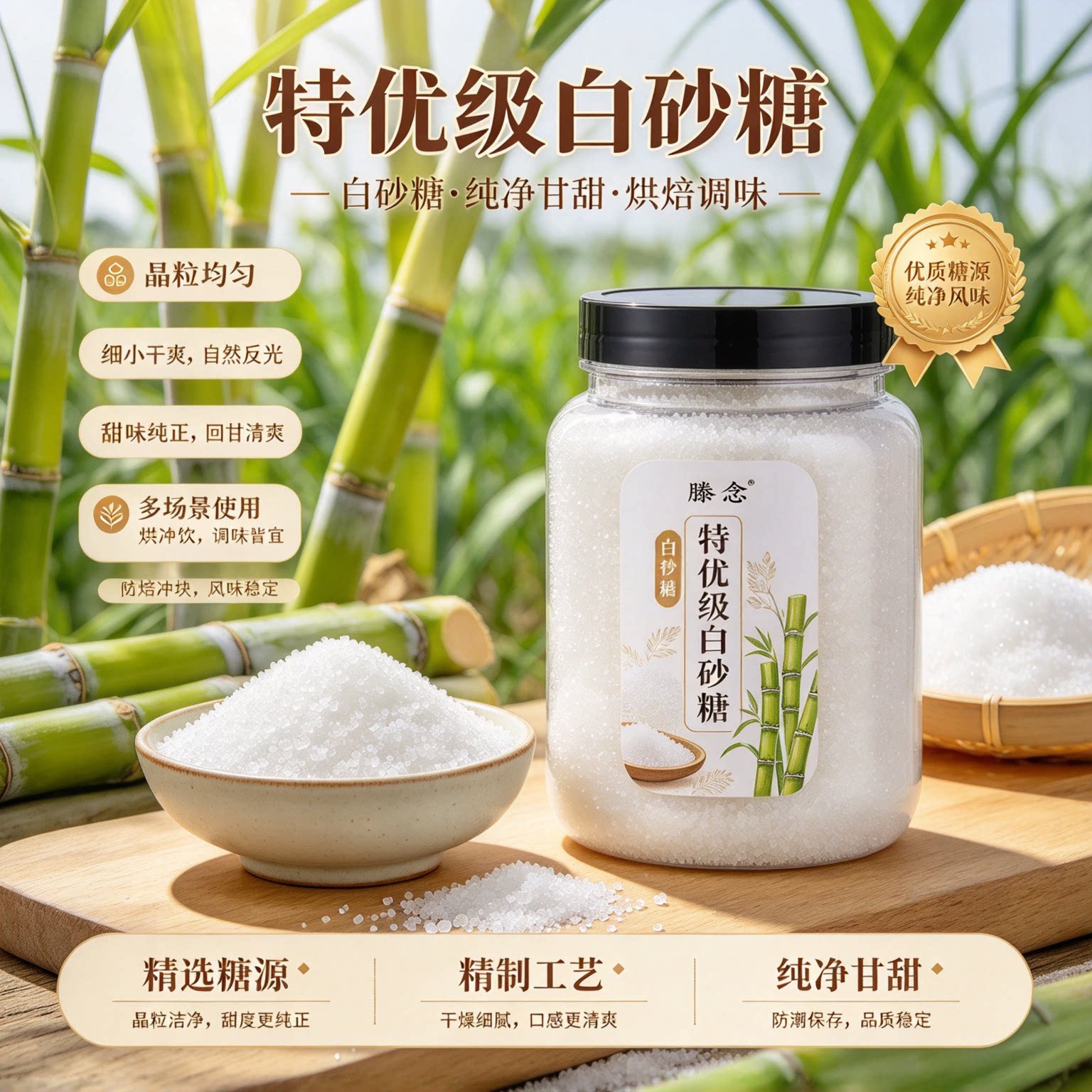 云南一级纯甘蔗烘焙白砂糖