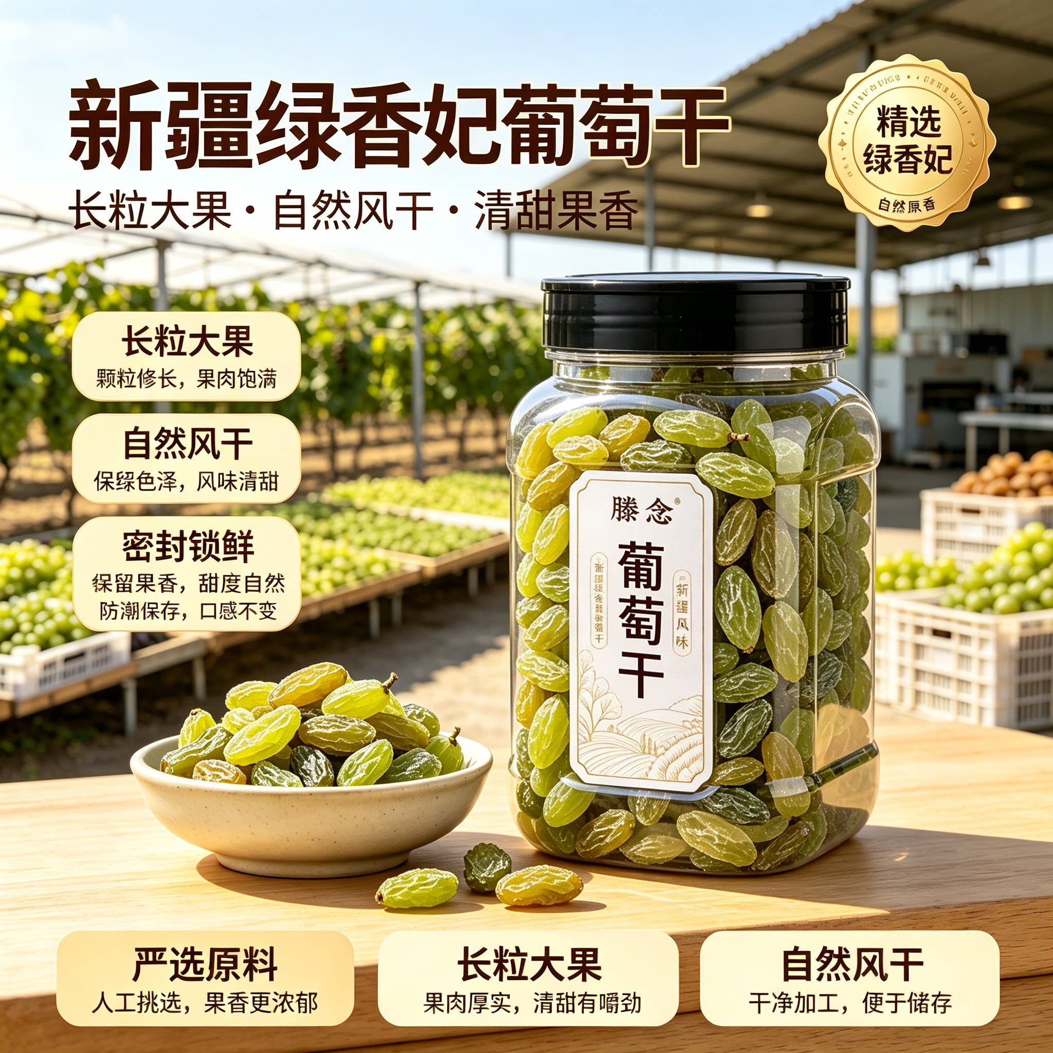 新疆绿香妃无蔗糖无添加葡萄干