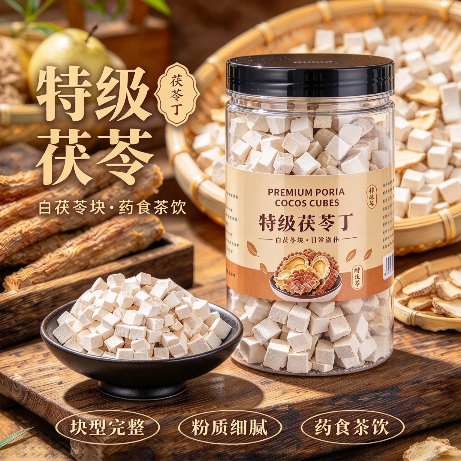 云南野生白茯苓块500g中药材