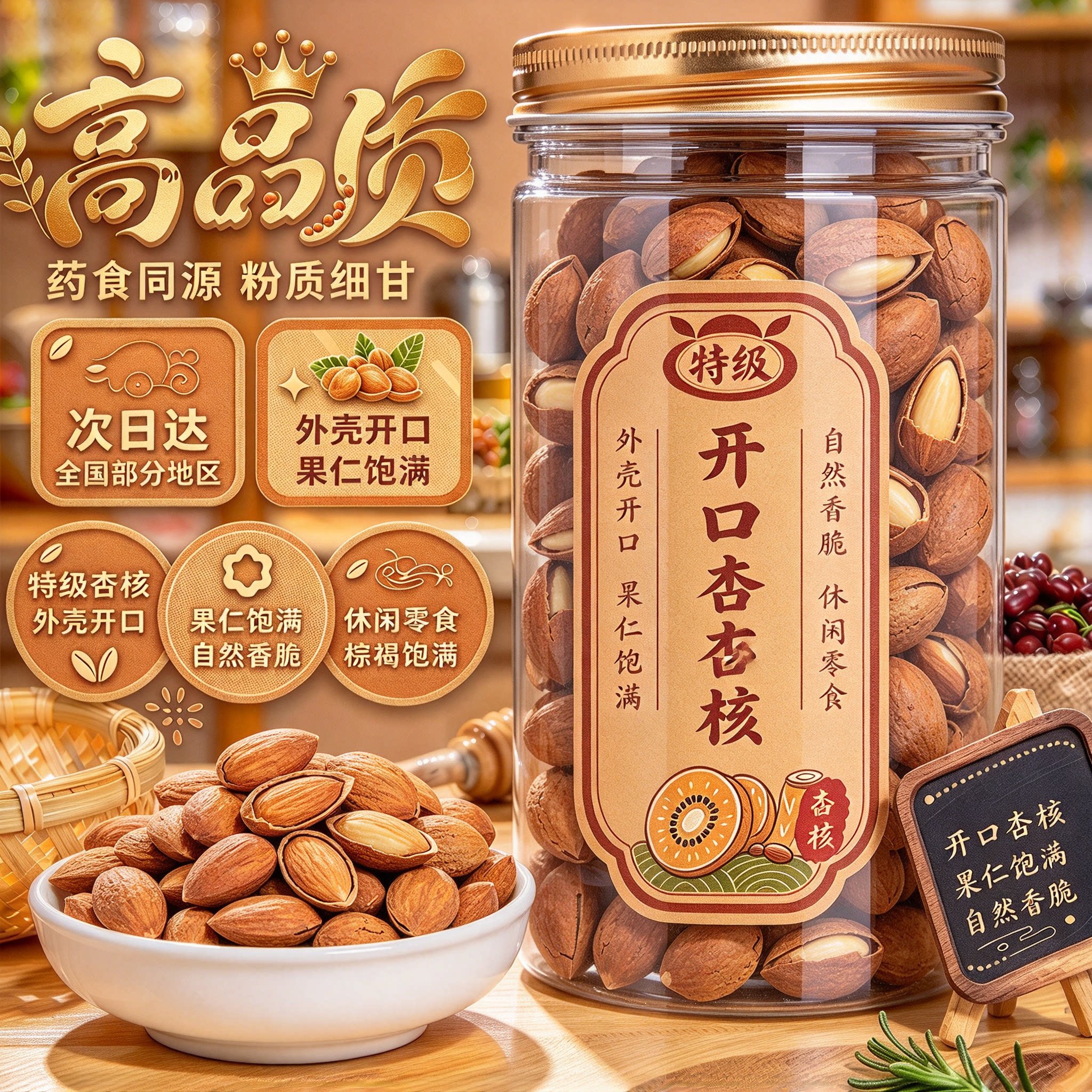 新货奶香开口手剥巴旦木500g