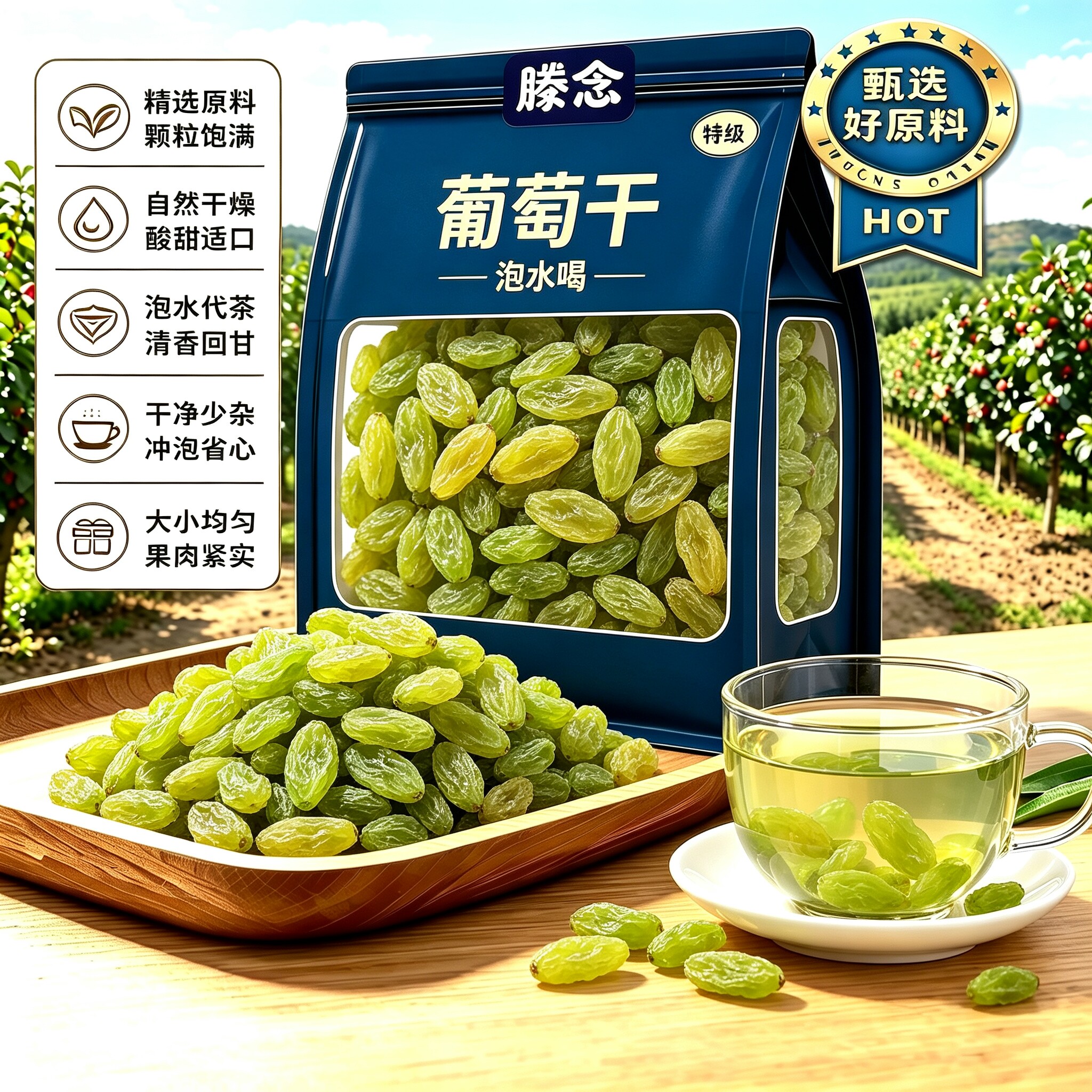 新疆绿香妃特级无糖无沙葡萄干